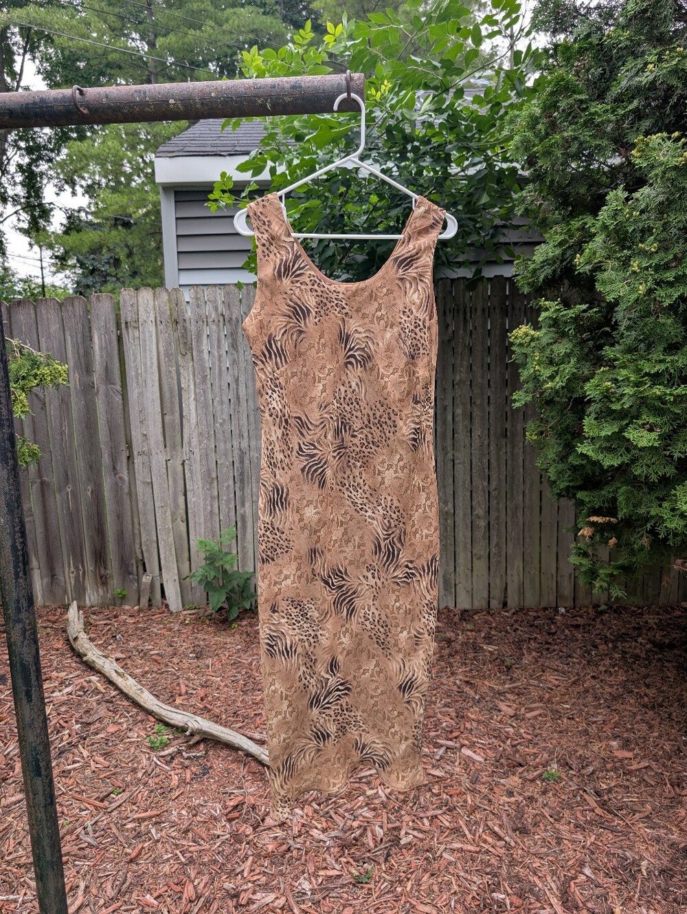 Dressbarn Women's Y2K Animal Print Sleeveless Midi Dress Size 14